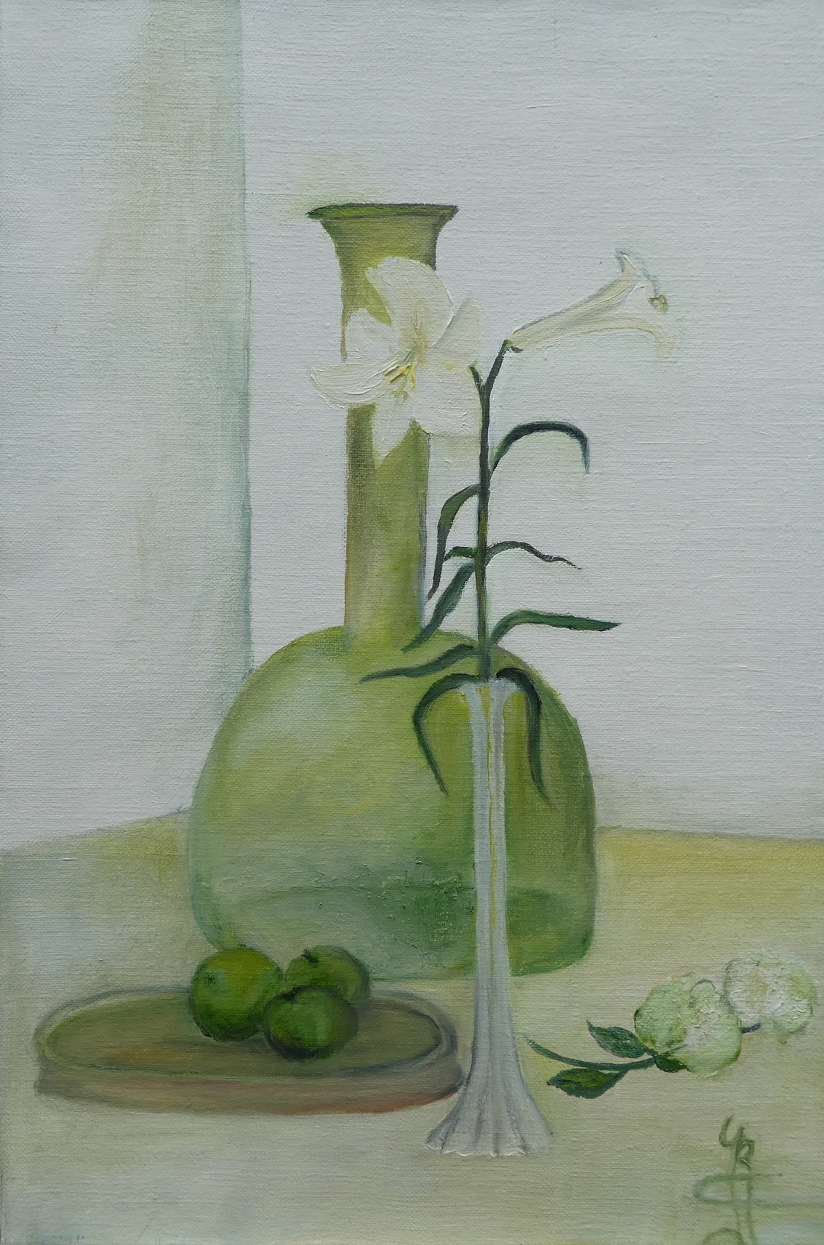 Lelie in het Groen — origineel schilderij van Cees Korver, 40 × 60 cm