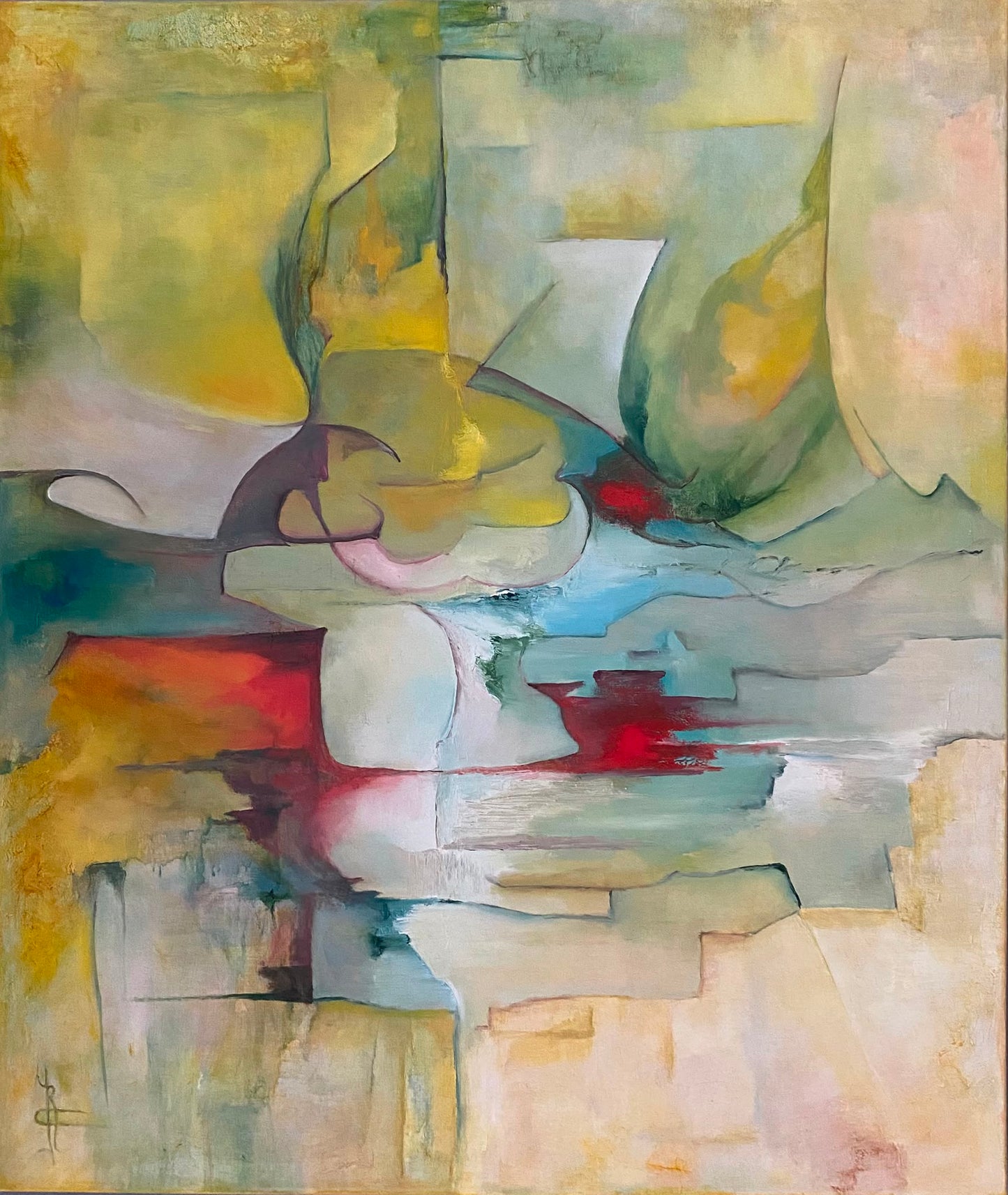 Gelaagde Realiteit — origineel schilderij van Cees Korver, 100 × 118 cm