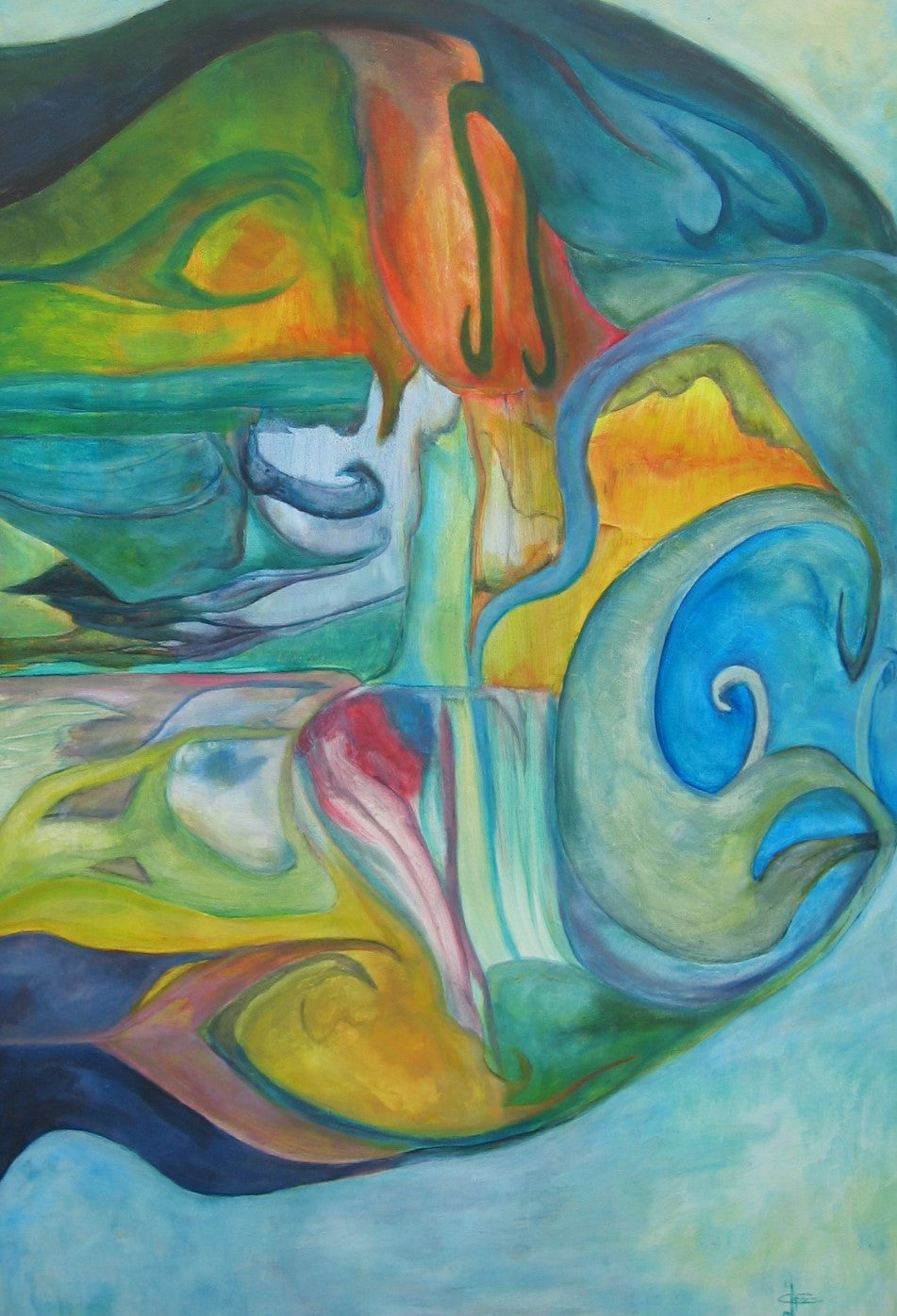 Als een Vis in het Water — origineel schilderij van Cees Korver, 88 × 130 cm