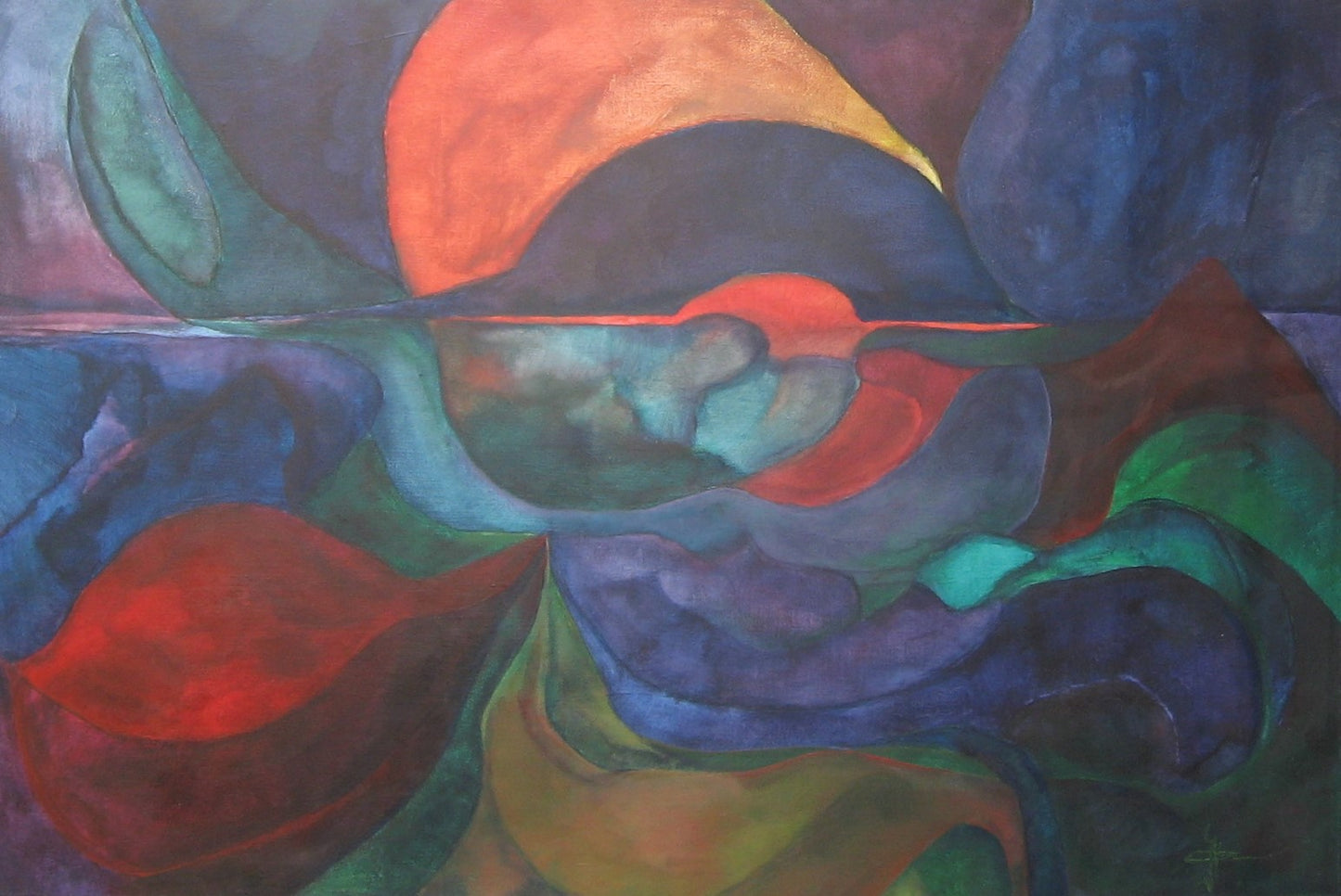 Onderstroom — origineel schilderij van Cees Korver, 110 × 74 cm