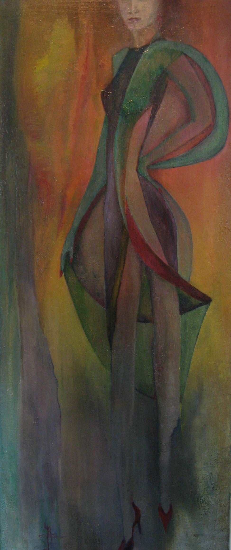 Modeshow — origineel schilderij van Cees Korver, 55 × 130 cm