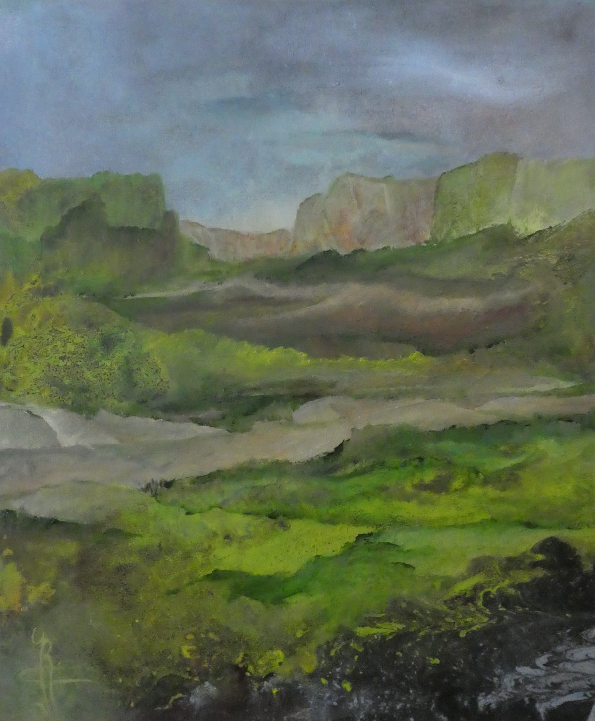 Drakensbergen — origineel schilderij van Cees Korver, 50 × 60 cm
