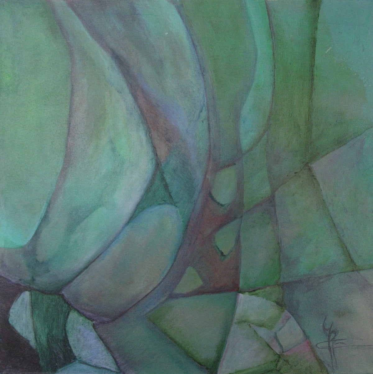 De Kreeft — origineel schilderij van Cees Korver, 55 × 55 cm