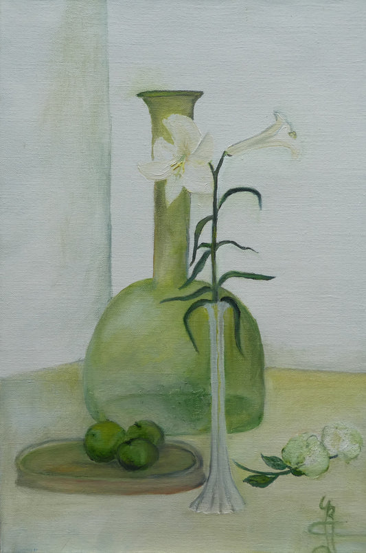 Lelie in het Groen — origineel schilderij van Cees Korver, 40 × 60 cm