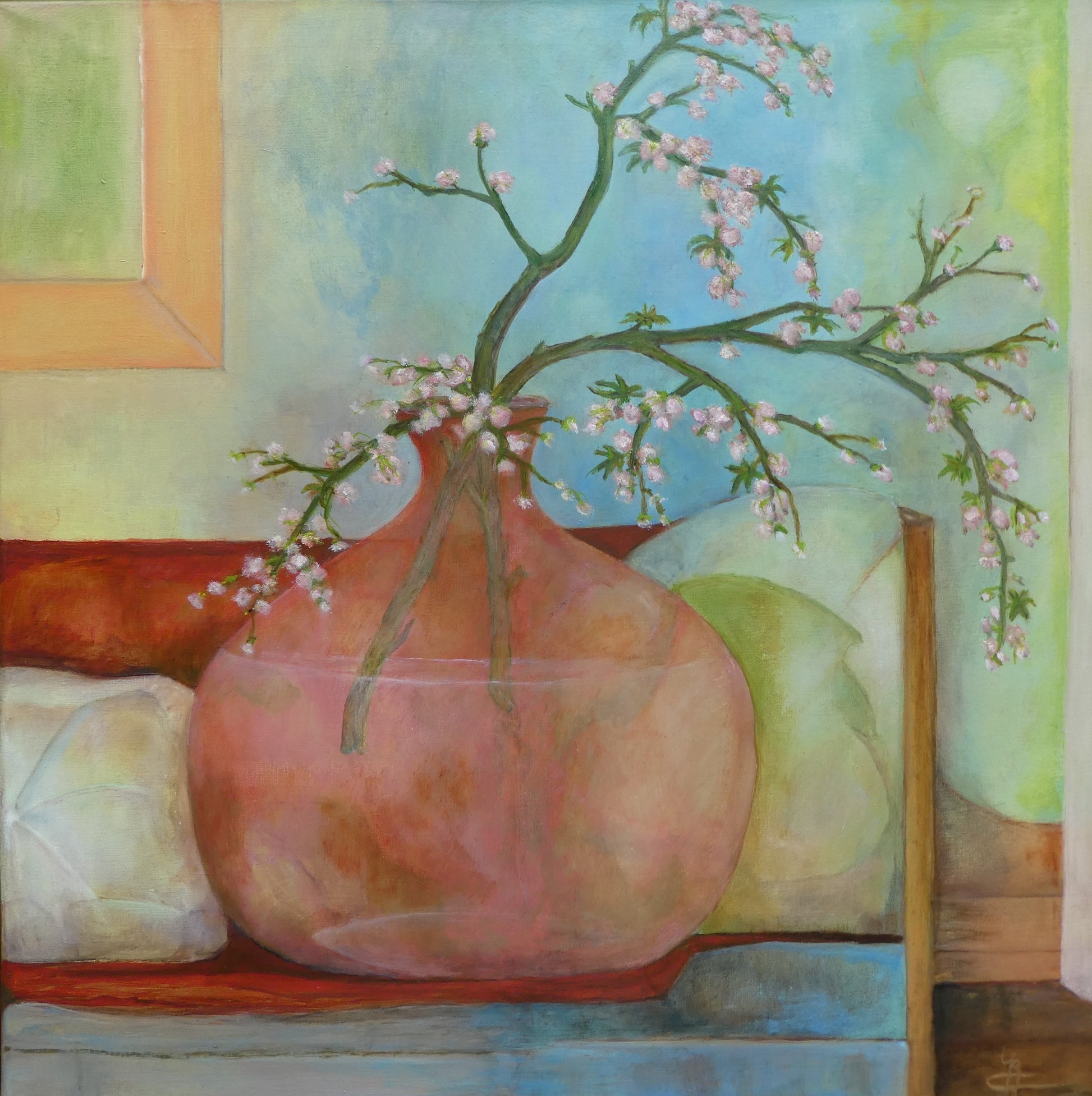 Voorjaar — origineel schilderij van Cees Korver, 75 × 75 cm