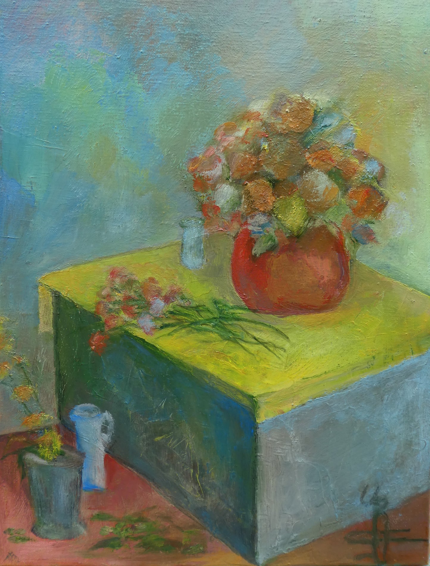 Arrangeren — origineel schilderij van Cees Korver, 30 × 40 cm