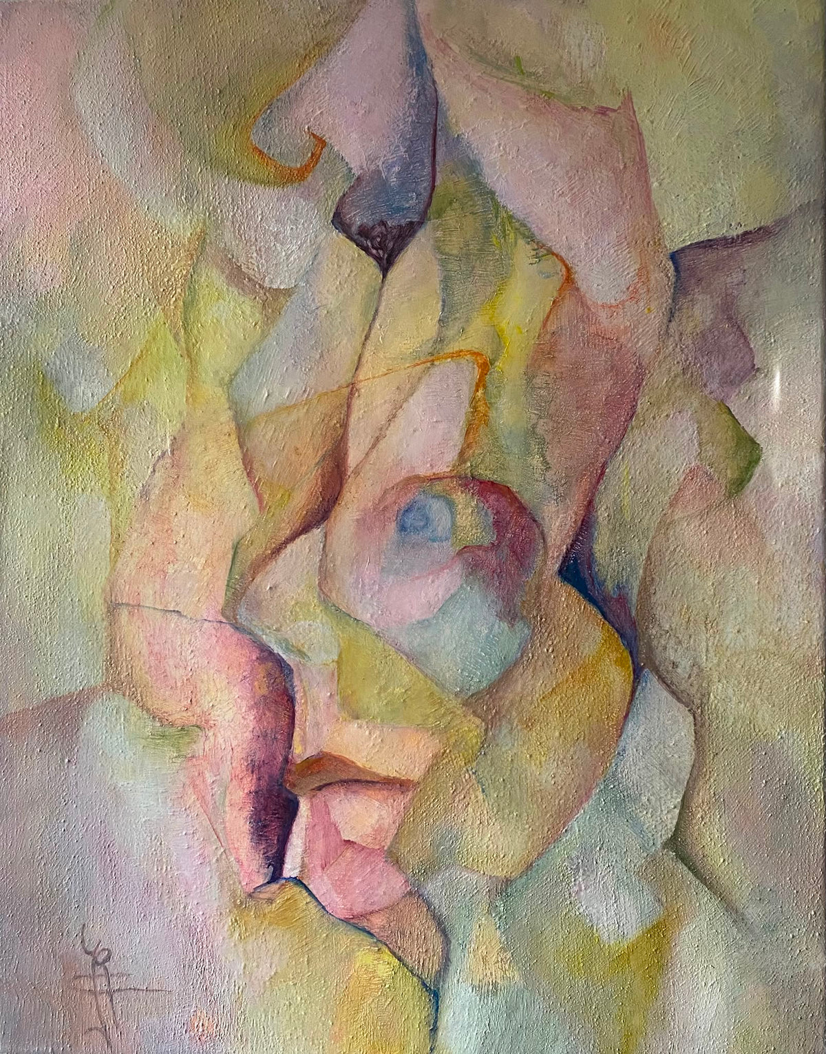 Verborgen Vrouw — origineel schilderij van Cees Korver, 66 × 83 cm