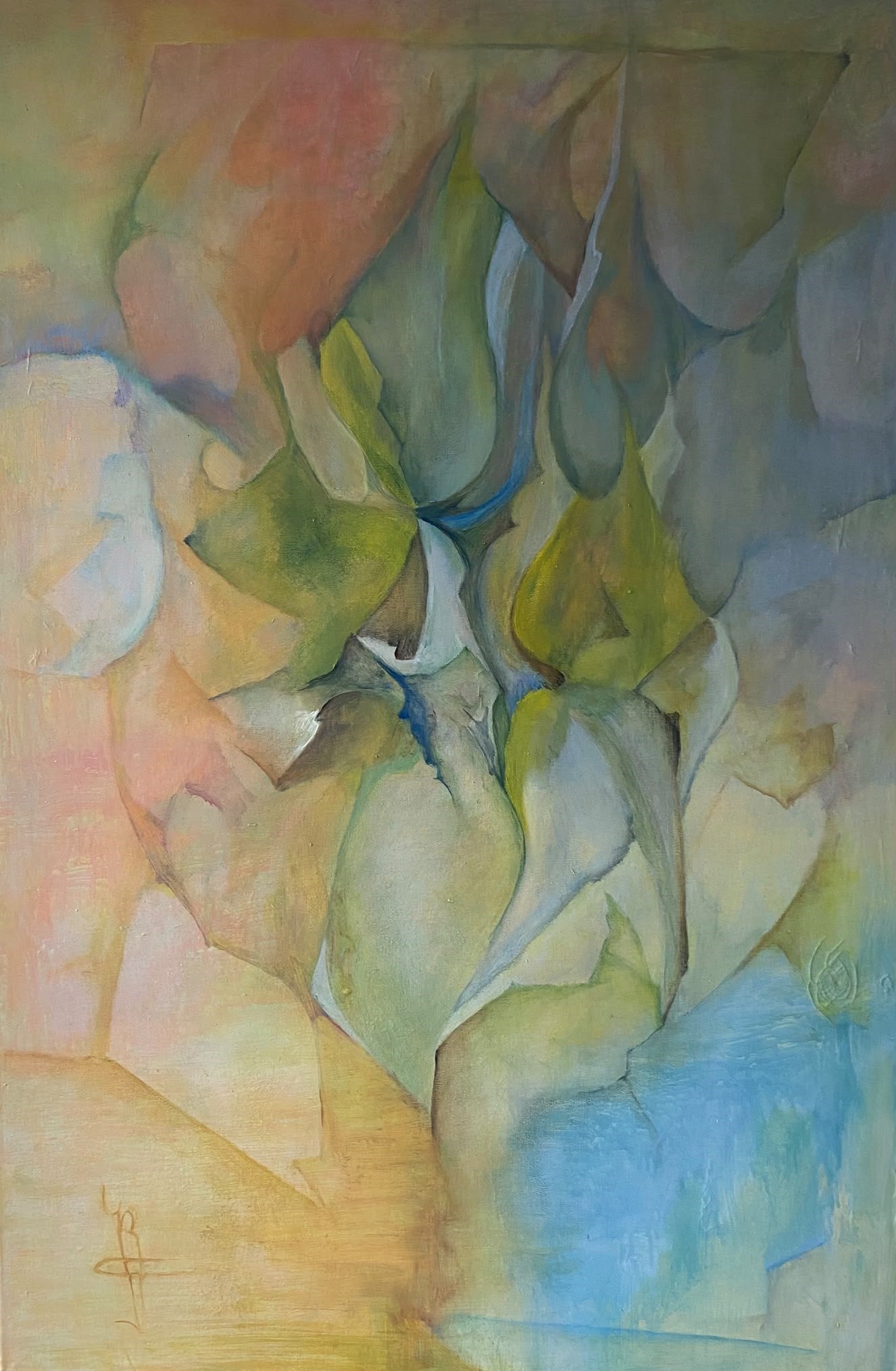 Beweging in Rust — origineel schilderij van Cees Korver, 77,5 × 118 cm