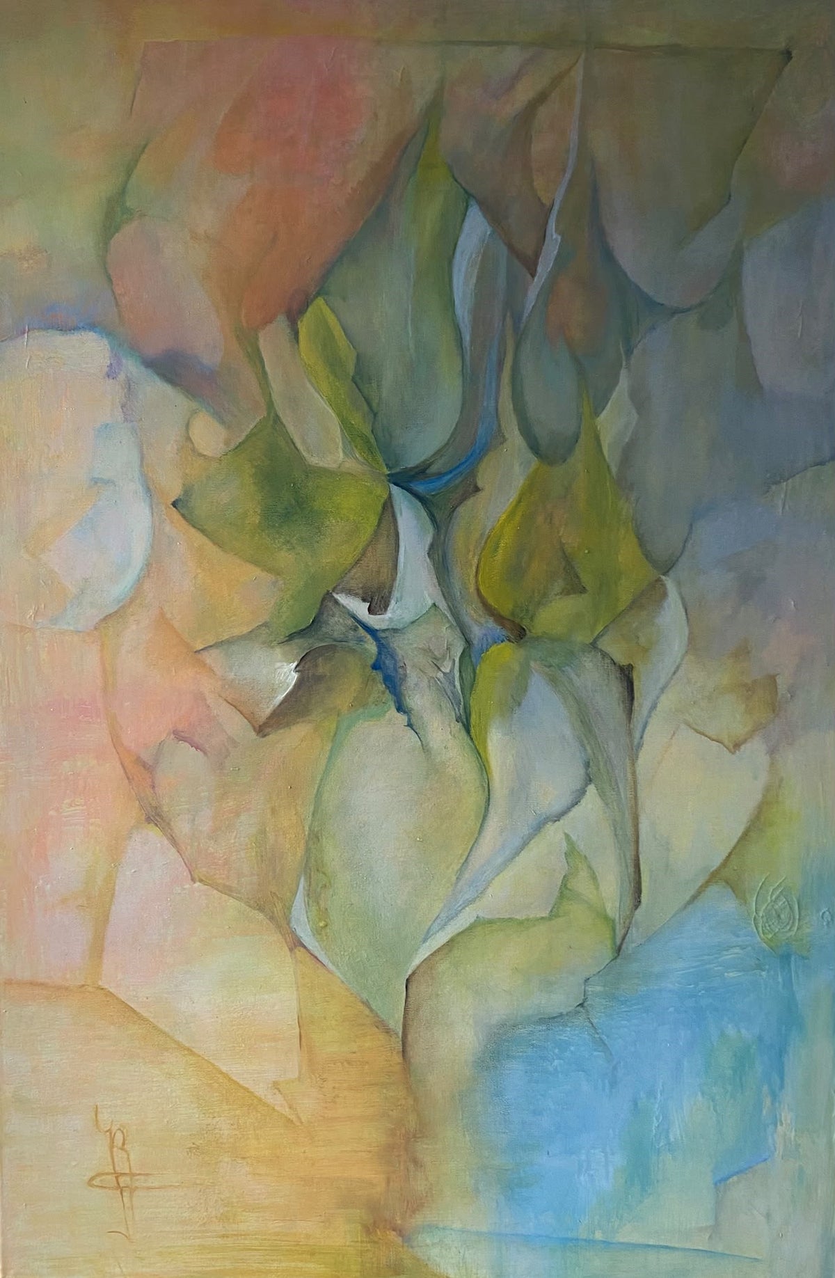 Beweging in Rust — origineel schilderij van Cees Korver, 77,5 × 118 cm