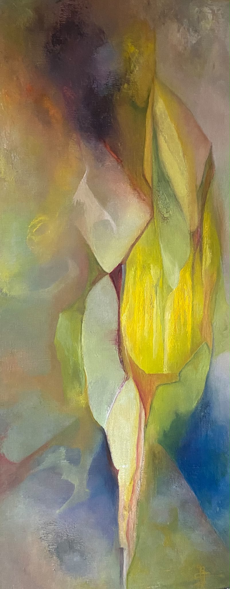 Vloeiende Beweging — origineel schilderij van Cees Korver, 65 × 150 cm