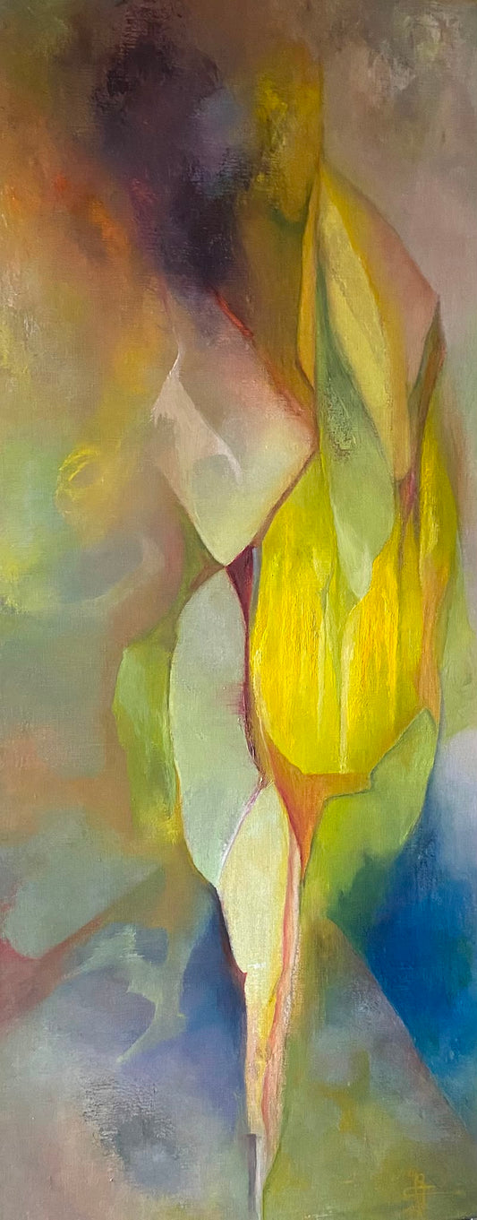 Vloeiende Beweging — origineel schilderij van Cees Korver, 65 × 150 cm