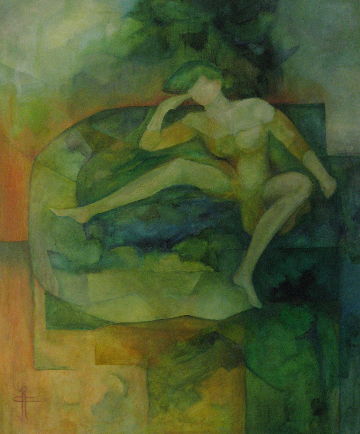In Gedachten — origineel schilderij van Cees Korver, 100 × 118 cm