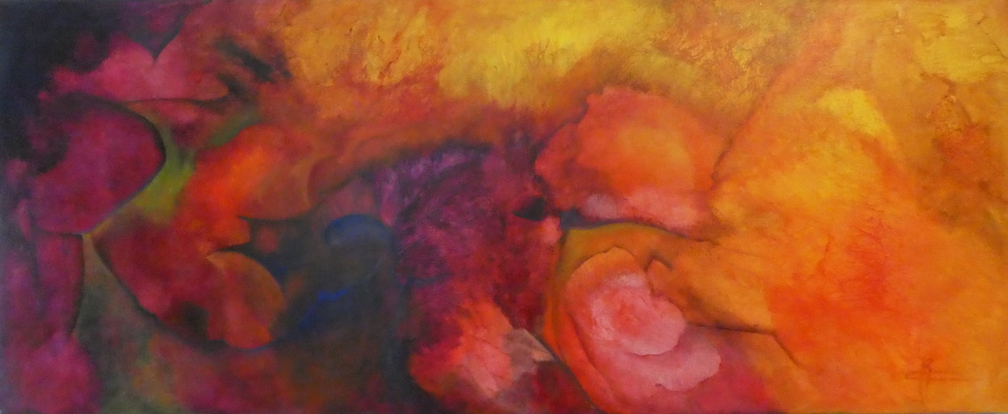 Lavastroom — origineel schilderij van Cees Korver, 130 × 55 cm