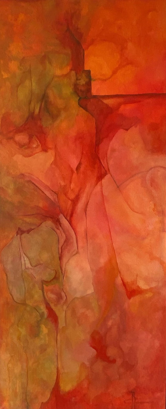 Fluistering van Kleur — origineel schilderij van Cees Korver, 55 × 130 cm