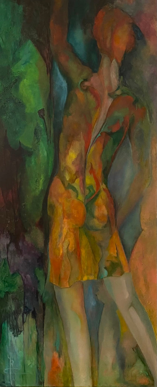 Lijnen en Vormen — origineel schilderij van Cees Korver, 55 × 130 cm