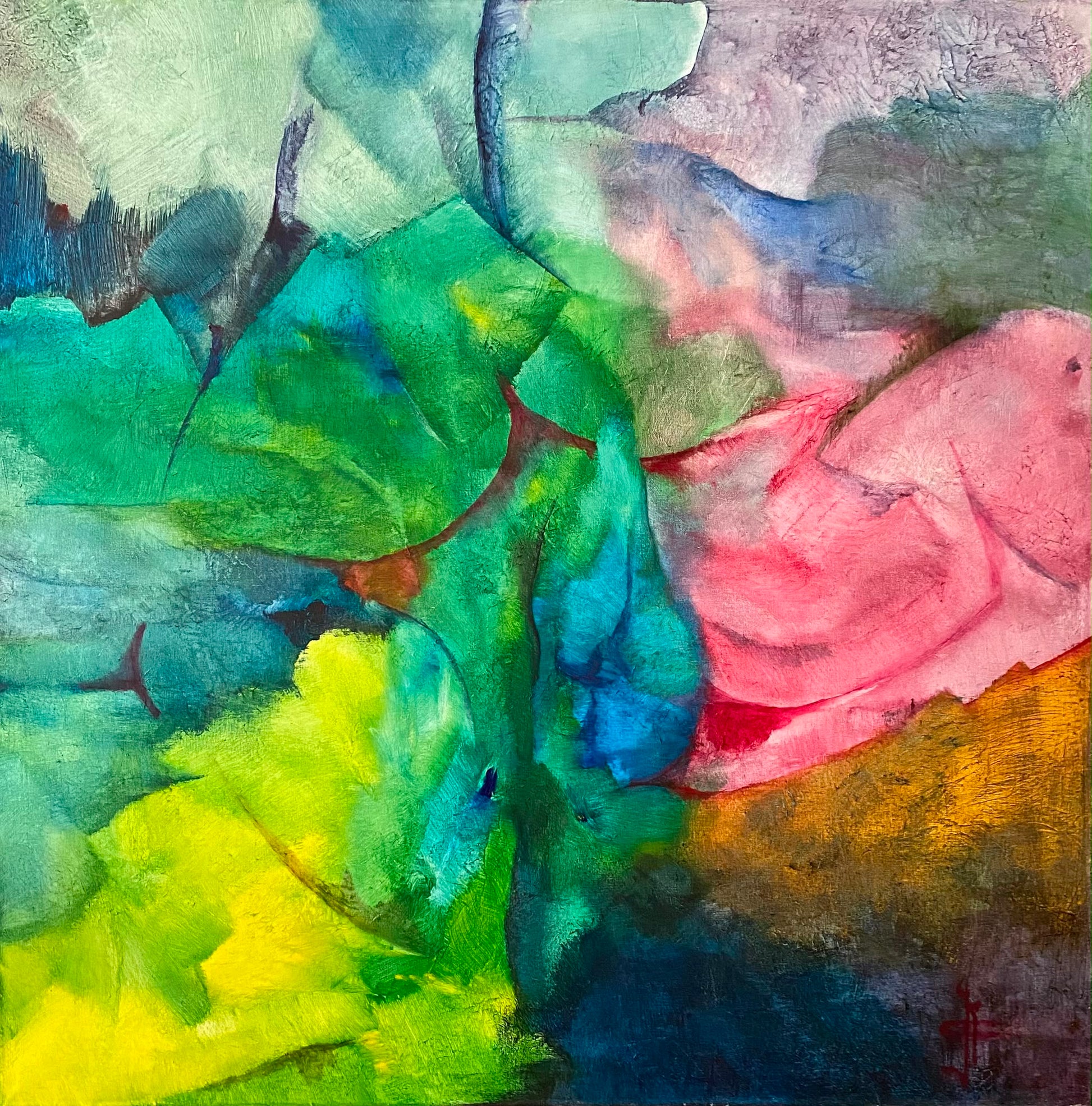Tijdloze Energie — origineel schilderij van Cees Korver, 100 × 100 cm