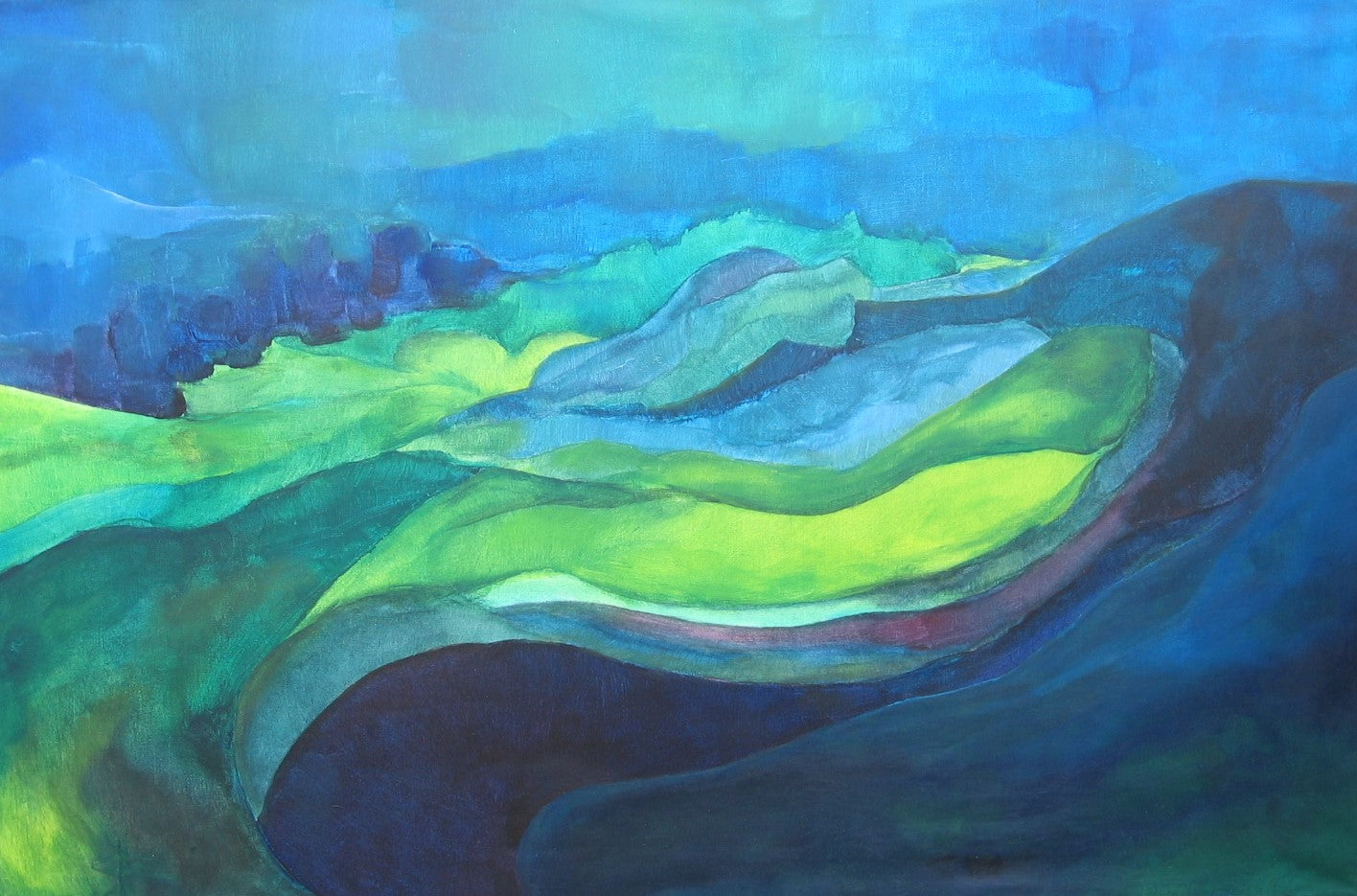 Heuvel Landschap — origineel schilderij van Cees Korver, 113 × 74 cm