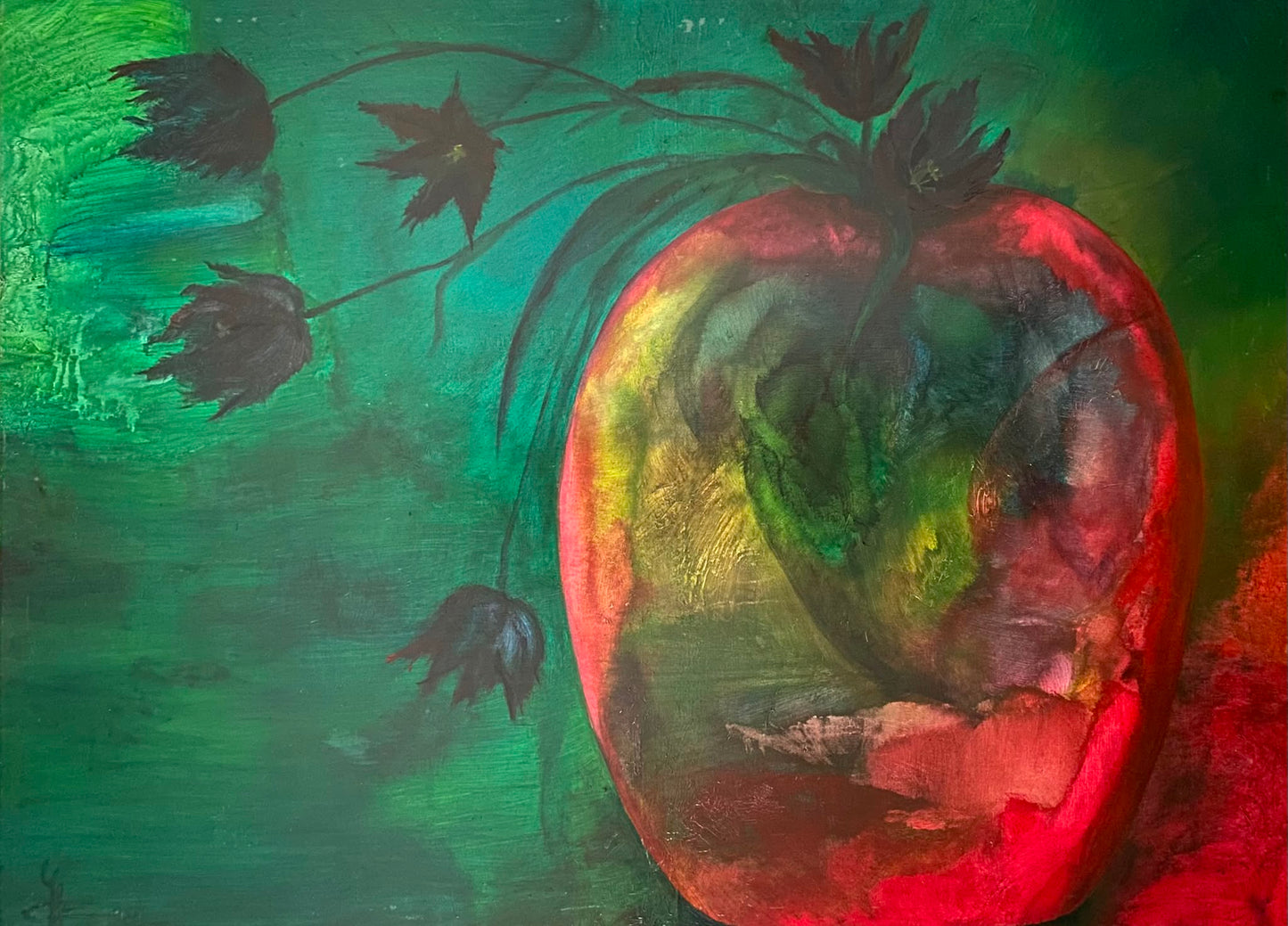 Zwarte Tulp — origineel schilderij van Cees Korver, 133 × 103 cm
