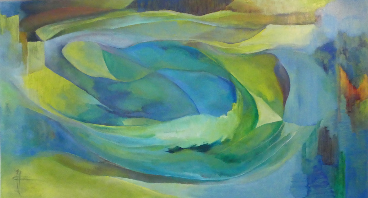 Luchtstroom — origineel schilderij van Cees Korver, 112 × 62 cm