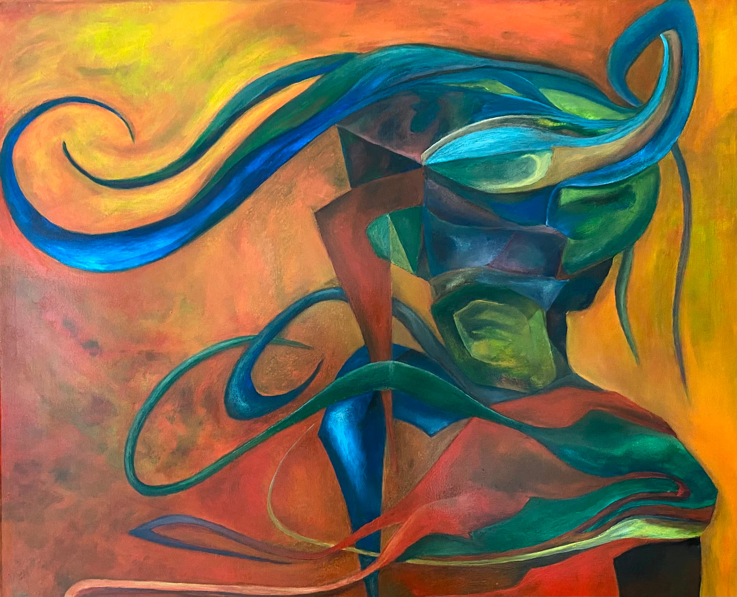 Zuid-Afrika — origineel schilderij van Cees Korver, 118 × 100 cm