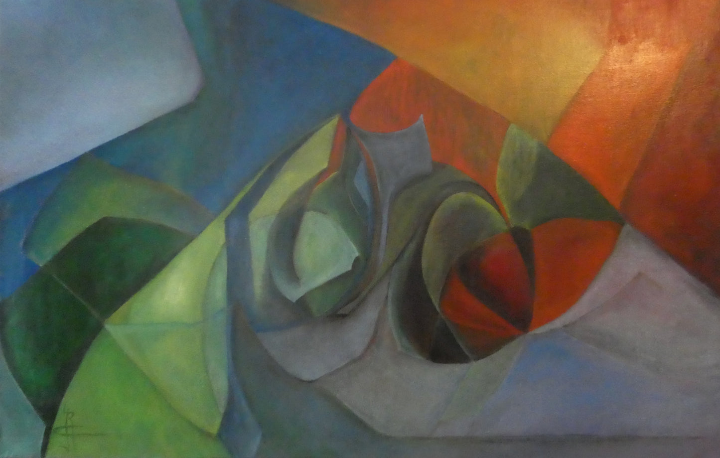 Geborgen — origineel schilderij van Cees Korver, 115 × 72 cm