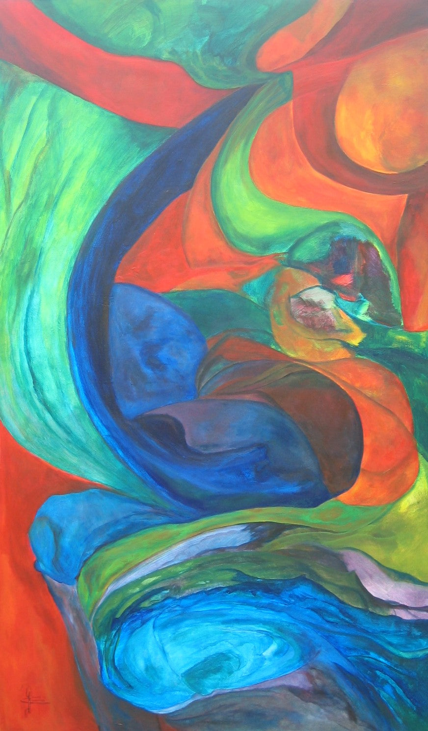 Wervelwind — origineel schilderij van Cees Korver, 100 × 170 cm
