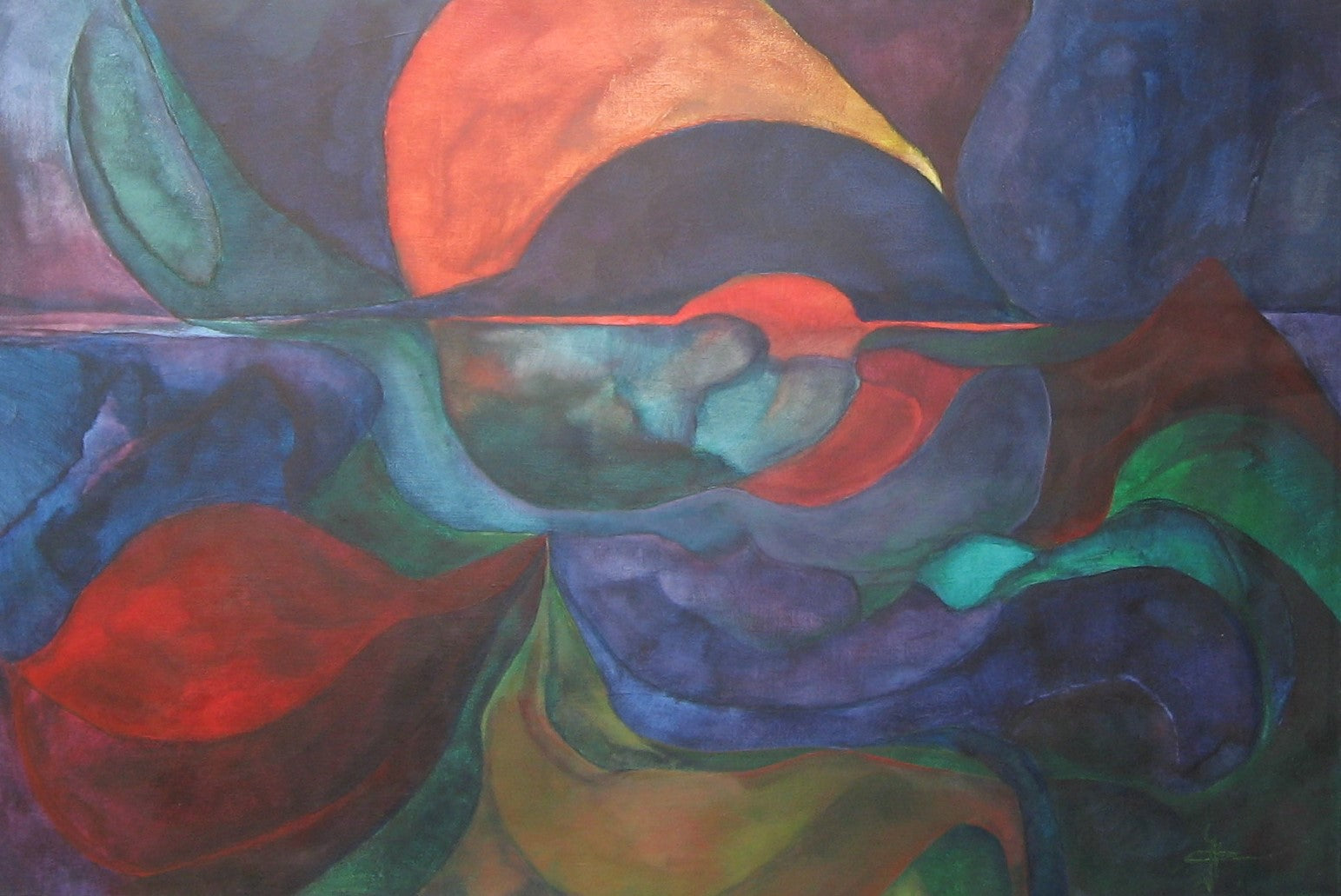 Onderstroom — origineel schilderij van Cees Korver, 110 × 74 cm