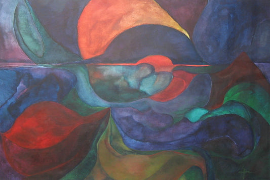 Onderstroom — origineel schilderij van Cees Korver, 110 × 74 cm