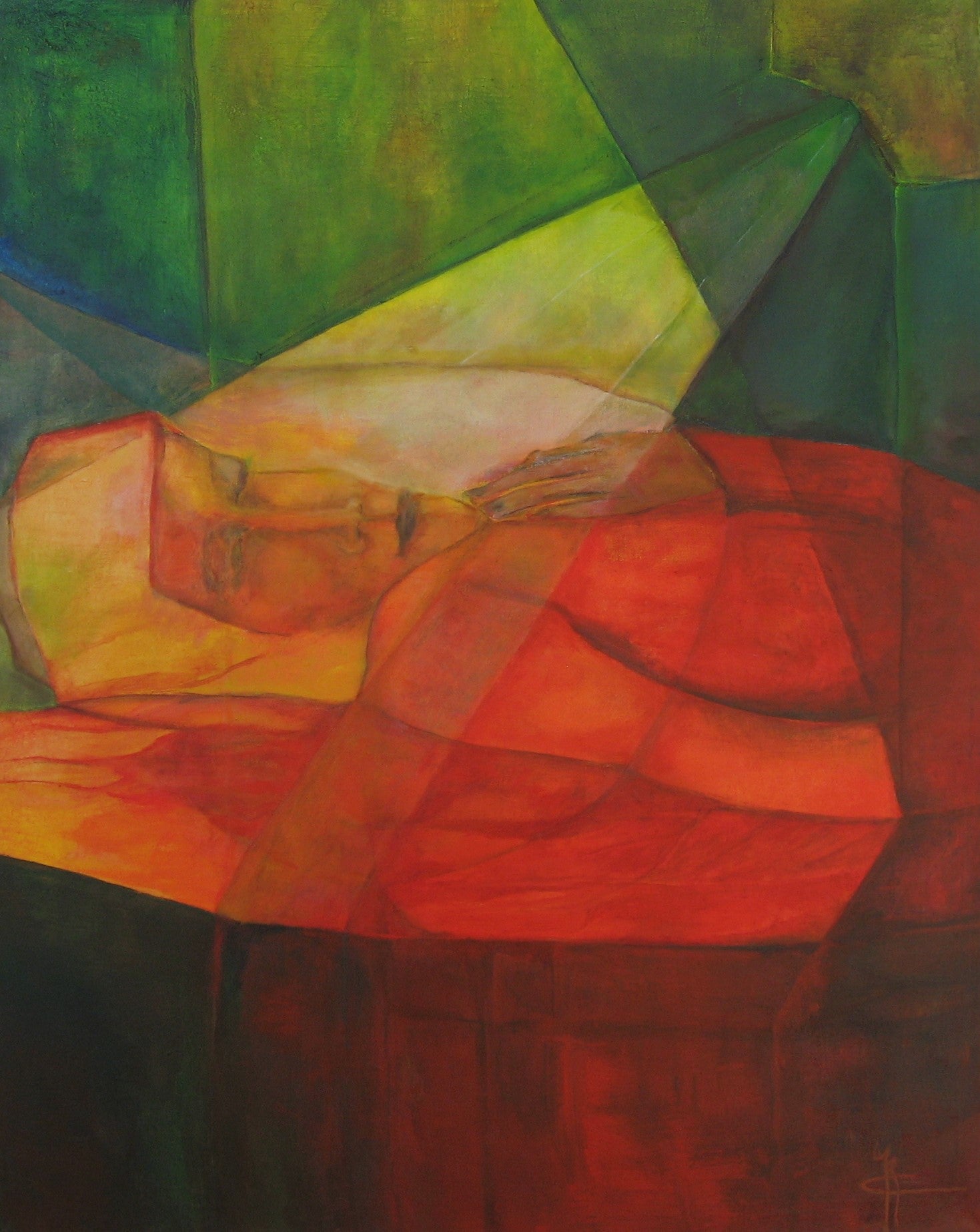 Middagslaap — origineel schilderij van Cees Korver, 80 × 100 cm
