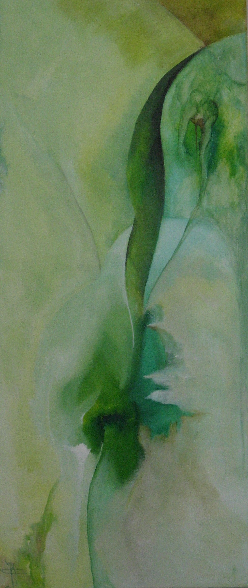 Lentegroen — origineel schilderij van Cees Korver, 55 × 130 cm