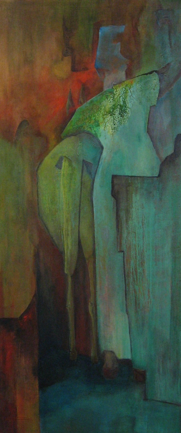 Noord-Afrikaanse Vrouw — origineel schilderij van Cees Korver, 55 × 130 cm