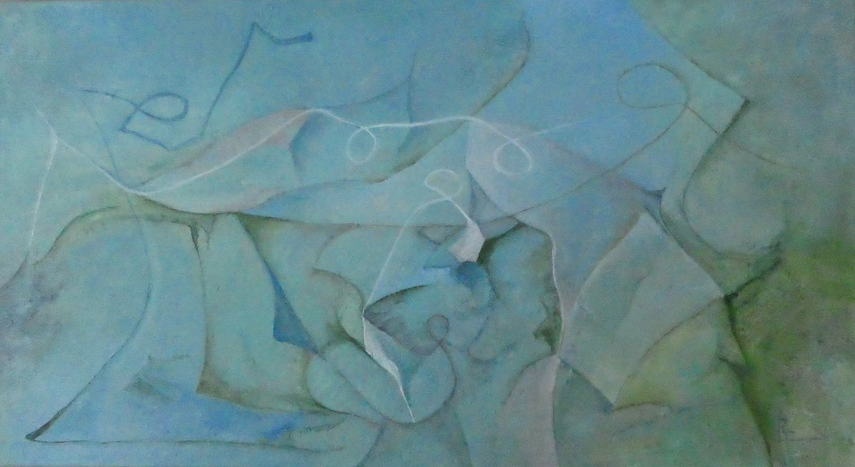 Schakel in de Tijd — origineel schilderij van Cees Korver, 100 × 55 cm