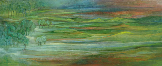 Zonder Grenzen I — origineel schilderij van Cees Korver, 130 × 55 cm